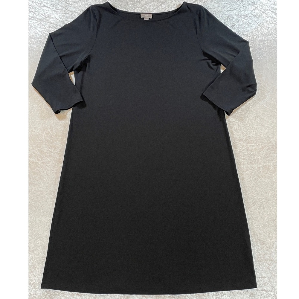 J. Jill Wearever Dress Womens M Black Excellent Stretch 3/4 Sleeve Boat Neck
